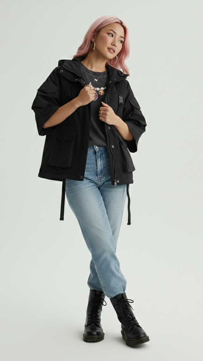 Streetwear techjacket Breathable Windproof Polyester Techwear