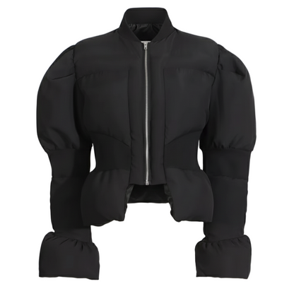 Luxury Vintage Winter Coat – Handcrafted | High Waist, Bubble Sleeves & Detachable Details