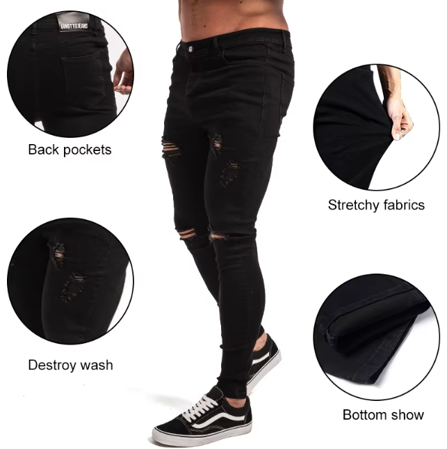 🔥 Men's  Classic Stretch Ripped Skinny Jeans 🔥